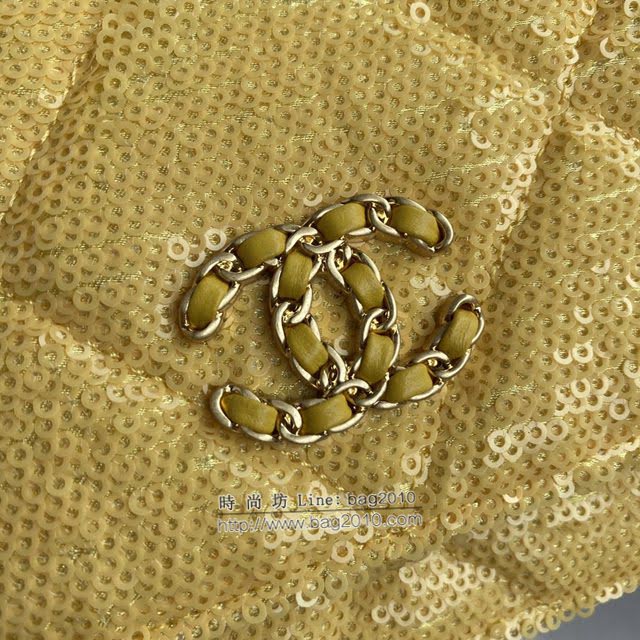 Chanel女包 香奈兒高版本20專櫃最新款小羊皮配珠片Woc包 Chanel高版本19系列小挎包  djc4063